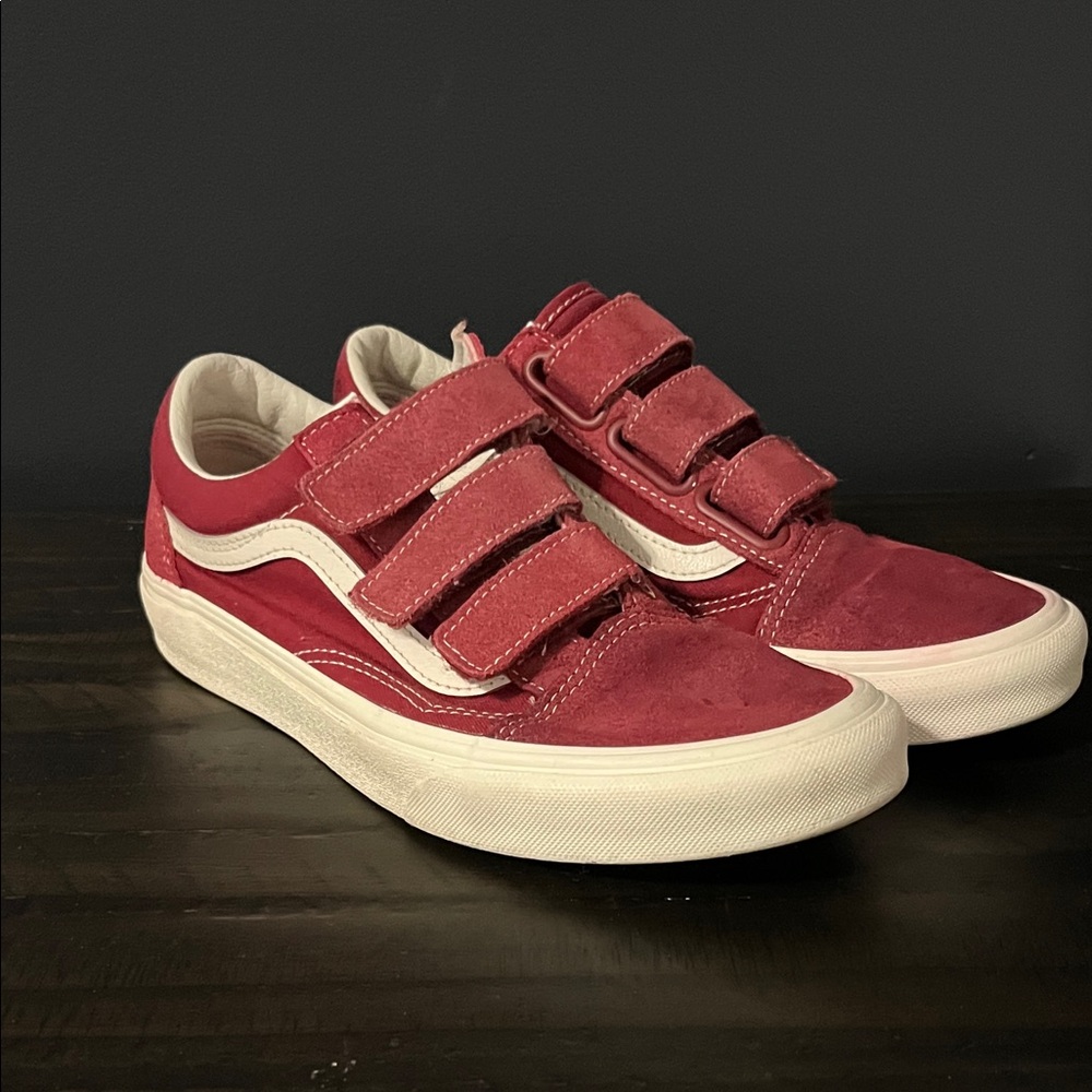 Vans Red Velcro Sneakers Women size 8 men size 6.5